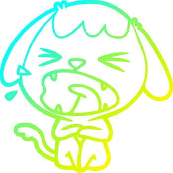 cold gradient line drawing cute cartoon dog vector