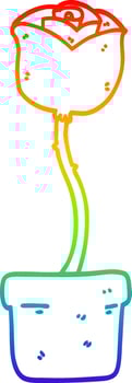 rainbow gradient line drawing cartoon flower vector