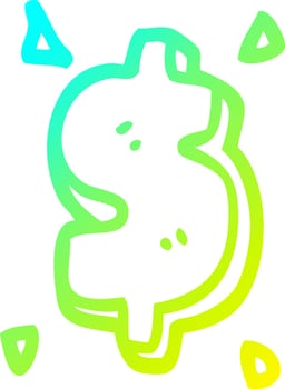 cold gradient line drawing cartoon dollar sign vector