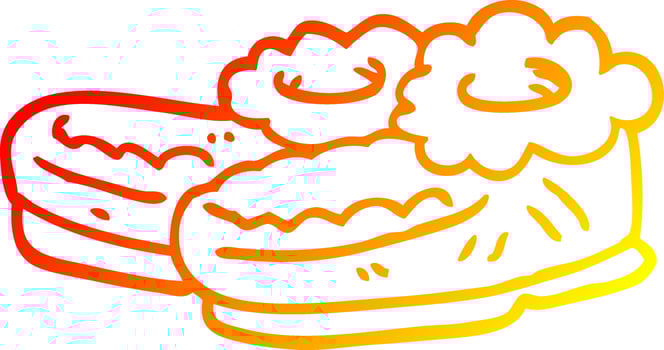 warm gradient line drawing cartoon old slippers vector
