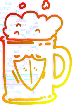 warm gradient line drawing cartoon tankard vector
