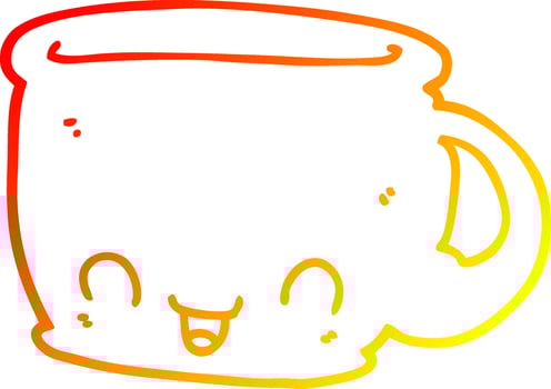 warm gradient line drawing cartoon cup of coffee vector