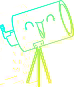 cold gradient line drawing cartoon telescope with face vector