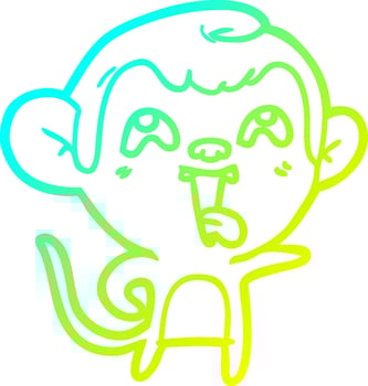 cold gradient line drawing crazy cartoon monkey vector