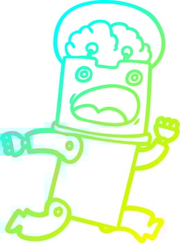 cold gradient line drawing cartoon robot vector