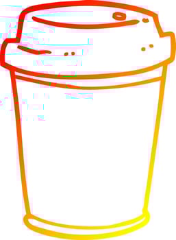 warm gradient line drawing cartoon takeout coffee cup vector