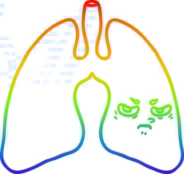 rainbow gradient line drawing cartoon lungs vector