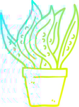 cold gradient line drawing cartoon house plant vector