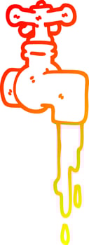 warm gradient line drawing cartoon dripping faucet vector