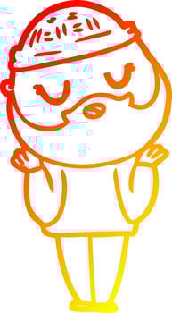warm gradient line drawing cute cartoon man with beard vector