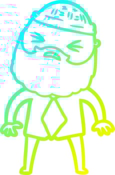 cold gradient line drawing cartoon man with beard vector