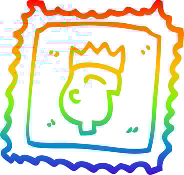 rainbow gradient line drawing carton stamp vector
