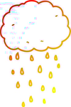 warm gradient line drawing cartoon rain cloud vector