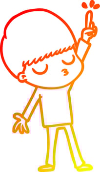 warm gradient line drawing cartoon calm boy vector