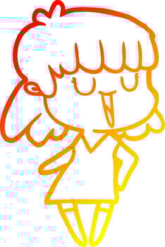warm gradient line drawing cartoon woman vector