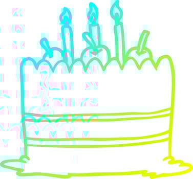 cold gradient line drawing birthday cake vector