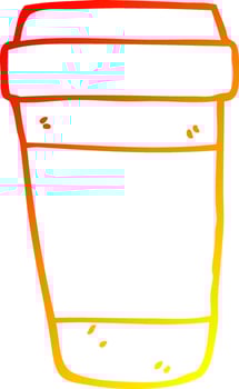 warm gradient line drawing cartoon coffee cup vector