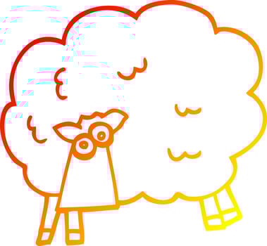 warm gradient line drawing cartoon funny sheep vector
