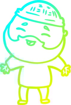 cold gradient line drawing cartoon happy bearded man vector