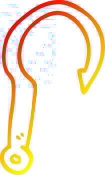 warm gradient line drawing cartoon fish hook vector