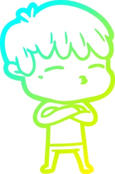 cold gradient line drawing cartoon frustrated man vector