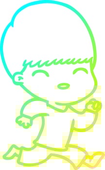 cold gradient line drawing happy cartoon boy vector