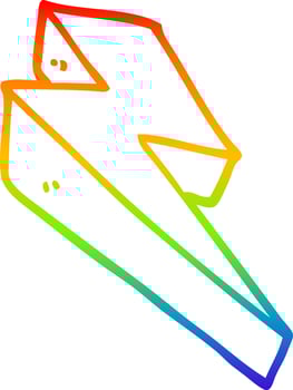rainbow gradient line drawing cartoon fire bolt vector