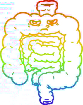rainbow gradient line drawing cartoon intestines vector