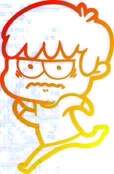 warm gradient line drawing annoyed cartoon boy vector