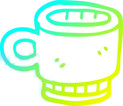 cold gradient line drawing cartoon coffee mug vector