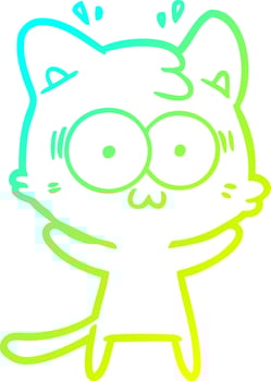 cold gradient line drawing cartoon surprised cat vector