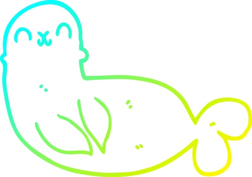 cold gradient line drawing cartoon seal vector