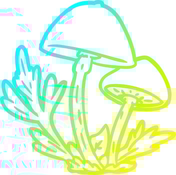 cold gradient line drawing wild mushrooms vector