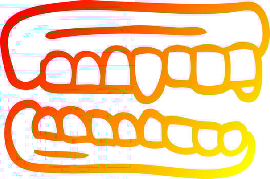 warm gradient line drawing cartoon false teeth vector