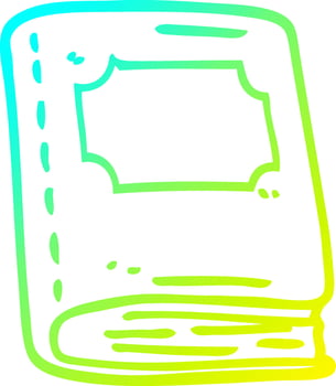 cold gradient line drawing cartoon old leather book vector