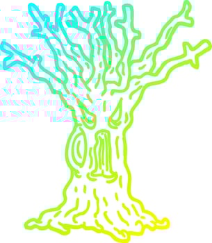 cold gradient line drawing cartoon spooky tree vector