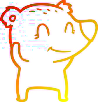 warm gradient line drawing smiling polar bear cartoon vector