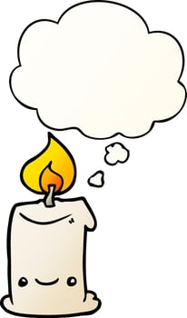cartoon candle and thought bubble in smooth gradient style vector
