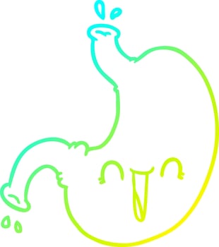 cold gradient line drawing cartoon happy stomach vector