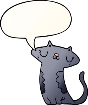 cartoon cat and speech bubble in smooth gradient style vector