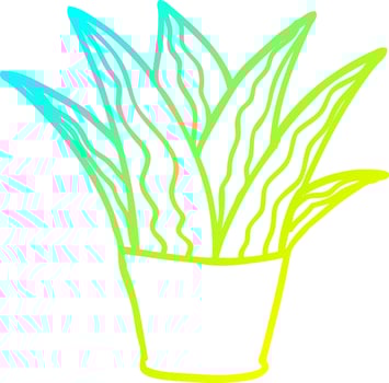 cold gradient line drawing cartoon house plant vector