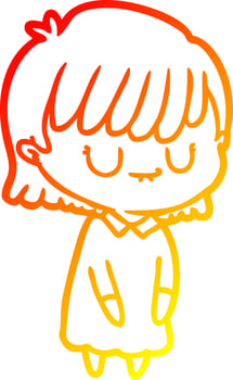 warm gradient line drawing cartoon woman vector
