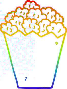 rainbow gradient line drawing cartoon popcorn vector
