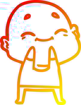warm gradient line drawing cartoon happy bald man vector