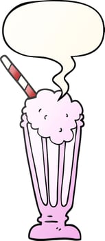 cartoon milkshake and speech bubble in smooth gradient style vector