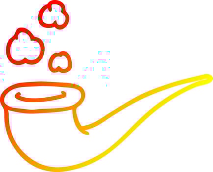 warm gradient line drawing cartoon smoking pipe vector