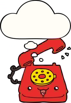 cute cartoon telephone and thought bubble vector