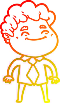 warm gradient line drawing cartoon friendly man vector