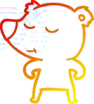 warm gradient line drawing cartoon polar bear vector