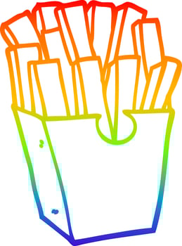 rainbow gradient line drawing cartoon fries vector